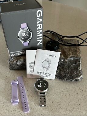 garmin Lily 2 Active Smartwatch - Lavender and Silver